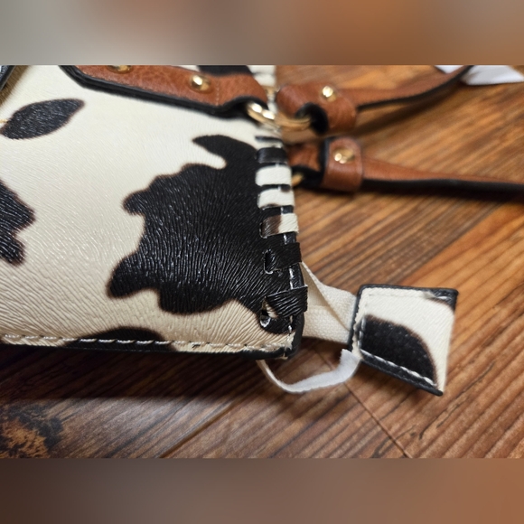 cowprint handbag nwt62$ DS Bags textured beautiful western boho cute farm - Picture 9 of 16